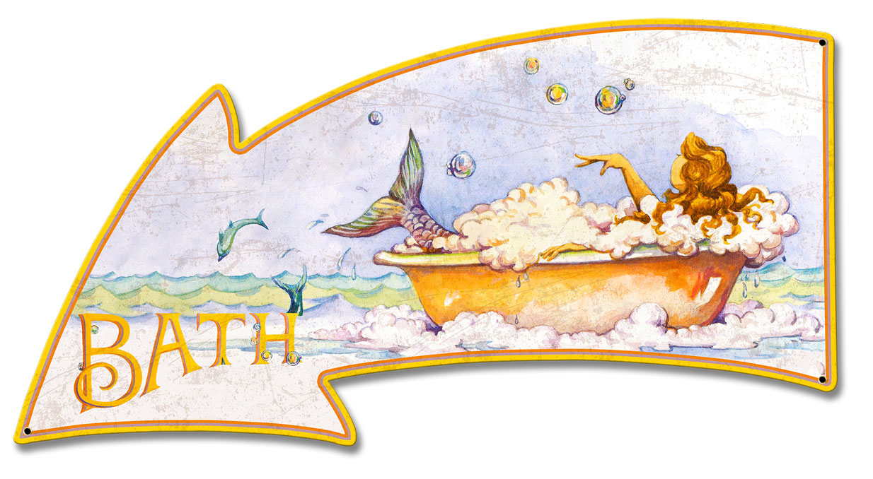 Grunge Mermaid Bath Vintage Sign