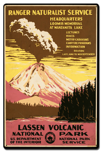 Lassen Volcanic National Park Vintage Sign