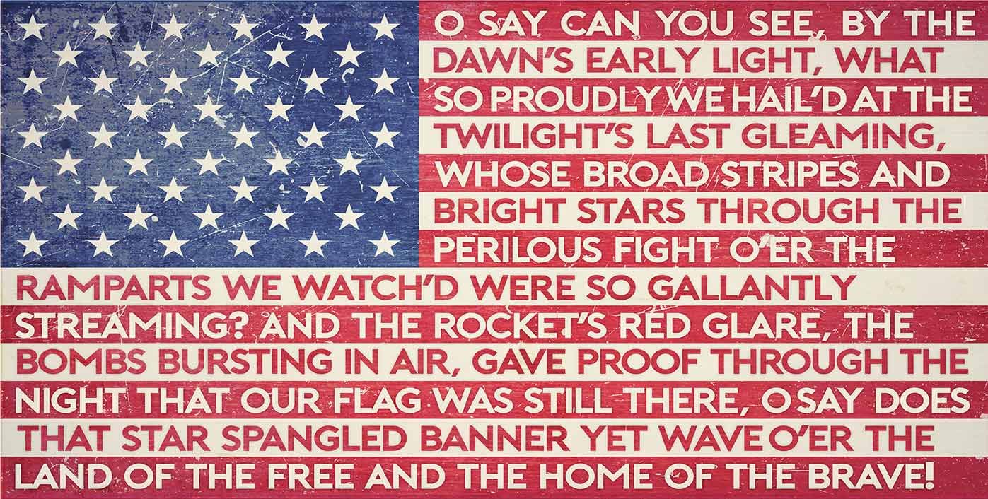 American Flag Star Spangled Banner Lyrics Vintage Sign
