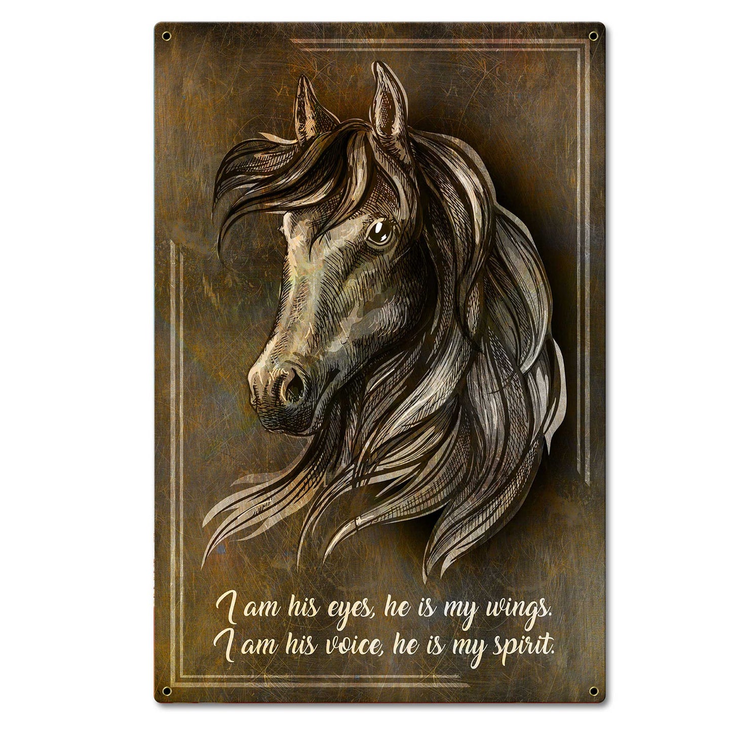 Horse Wing Spirit Dark 16 x 24 Satin