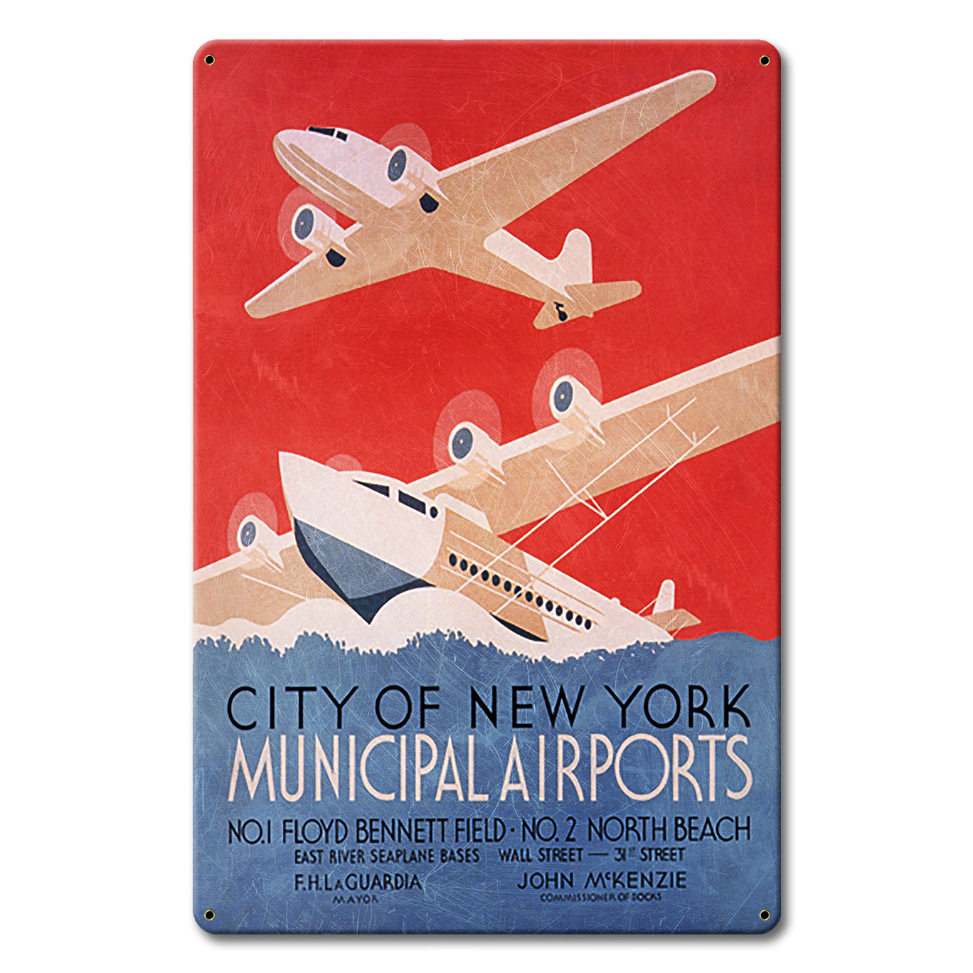 New York Seaplane Metal Sign 12in X 18in