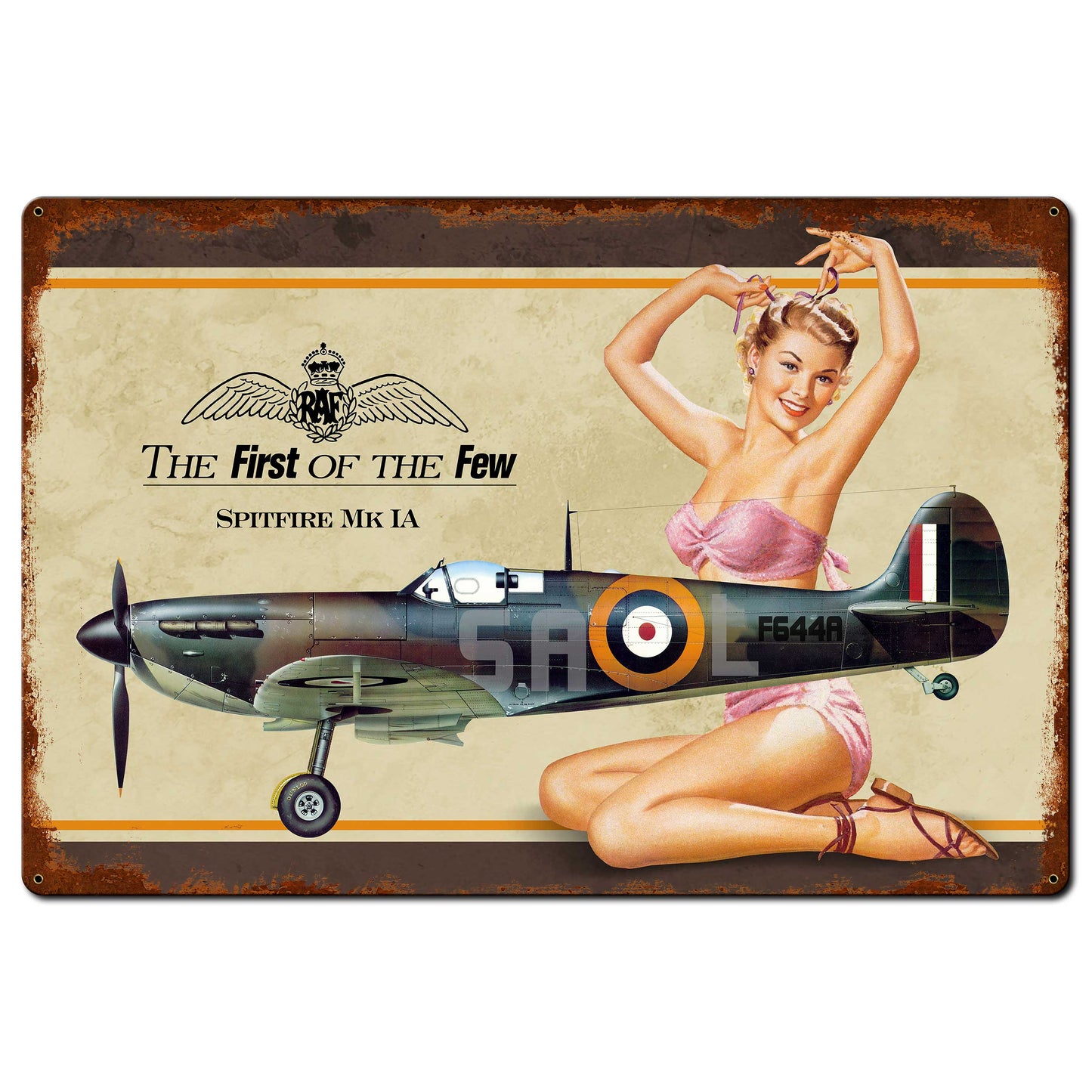 SPITFIRE PINUP Metal Sign 36in X 24in