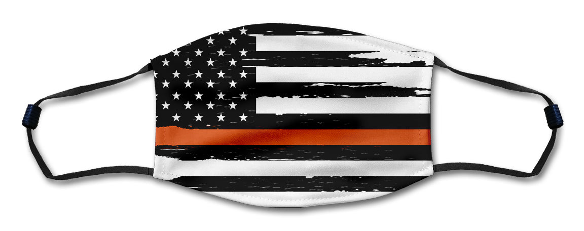 American Flag Orange Line Distressed Mask