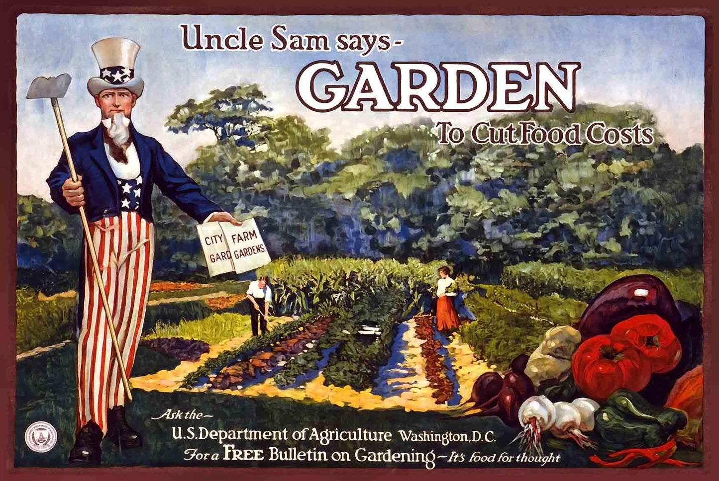 Uncle Sam Says Garden Vintage Metal Sign