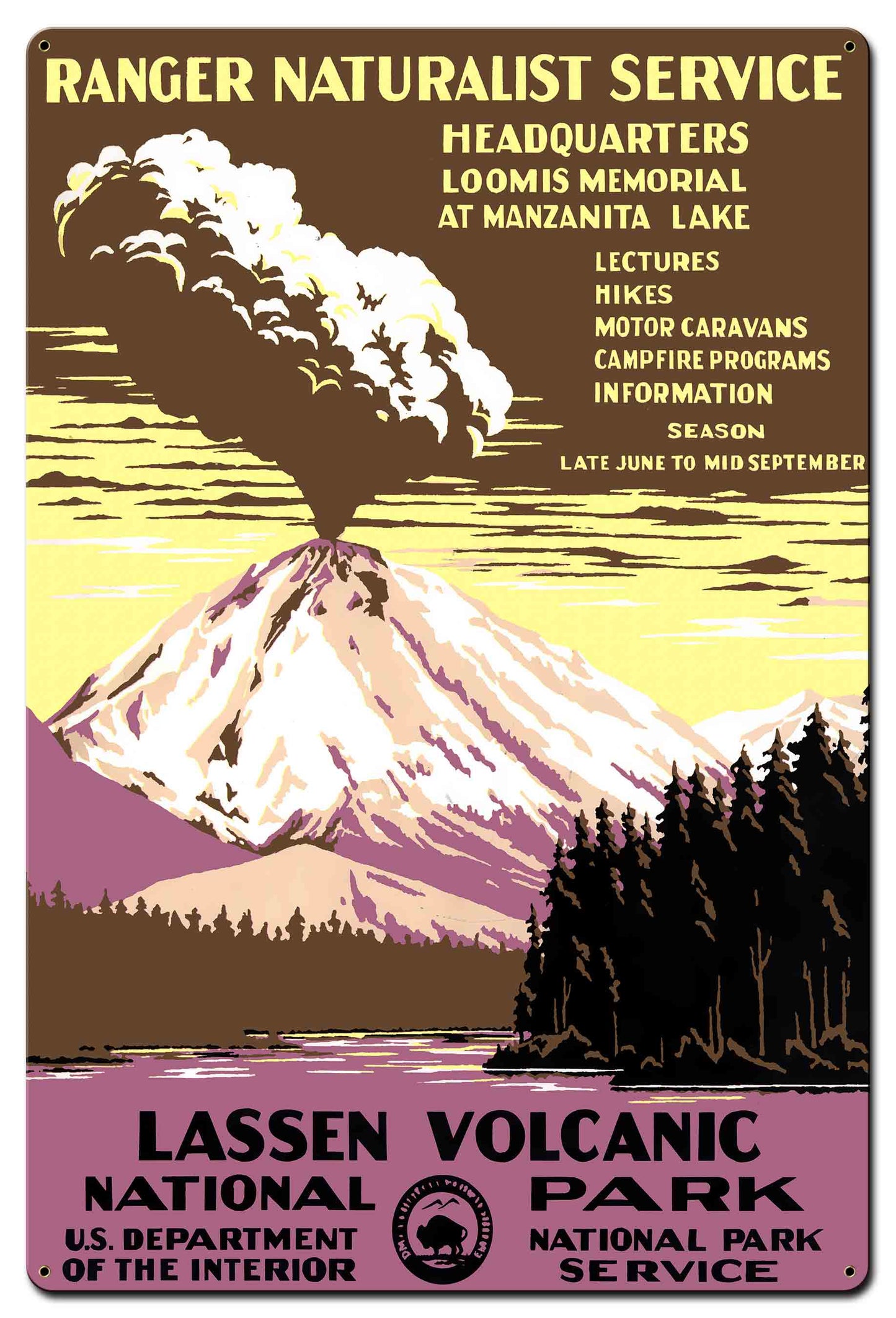 Lassen Volcanic Park 24 X 36 vintage metal sign