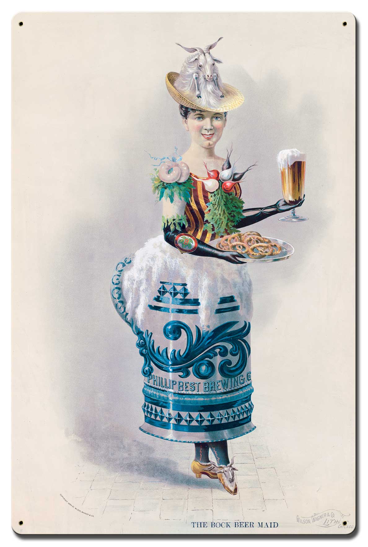 Bock Beer Maid 16 X 24 vintage metal sign