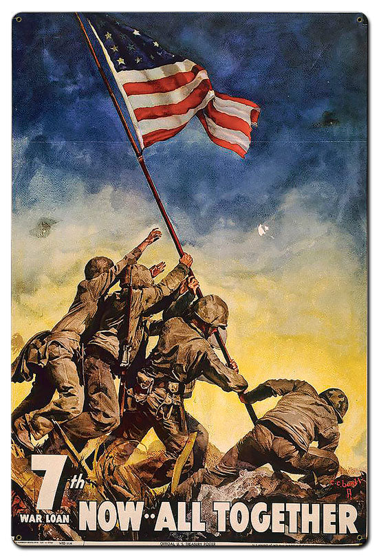 7th War Loan Now All Together Vintage Sign