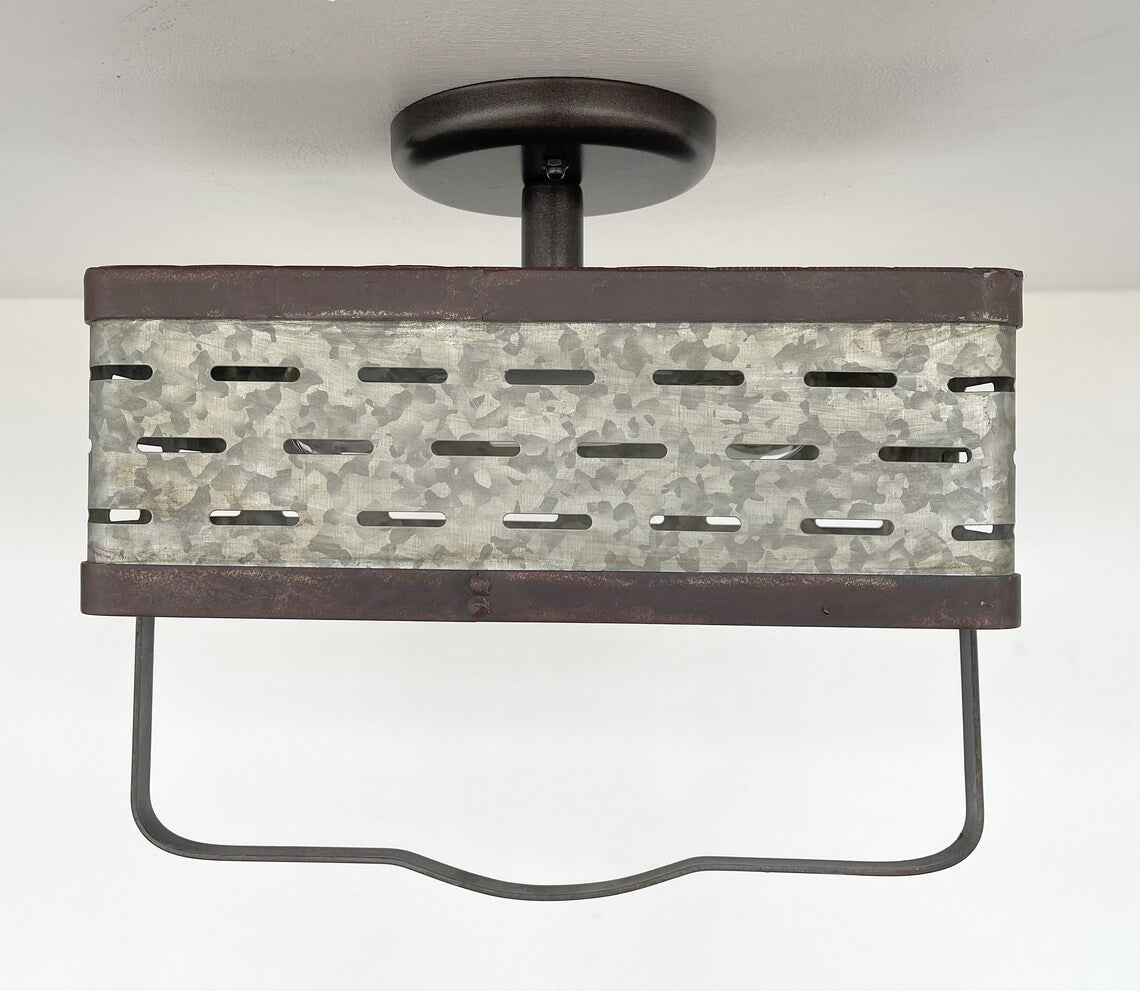 REDIRECT!!!! Rectangular Rustic Galvanized Ceiling Light Fixture