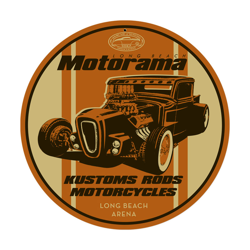 Kustom Rods Motorcycles, Automotive, Round Metal Sign, 14 X 14 Inches