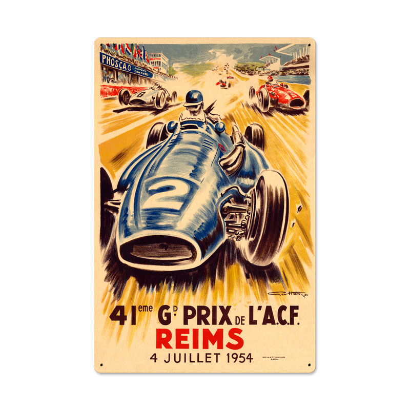 Reims Grand Prix, Automotive, Metal Sign, 24 X 16 Inches