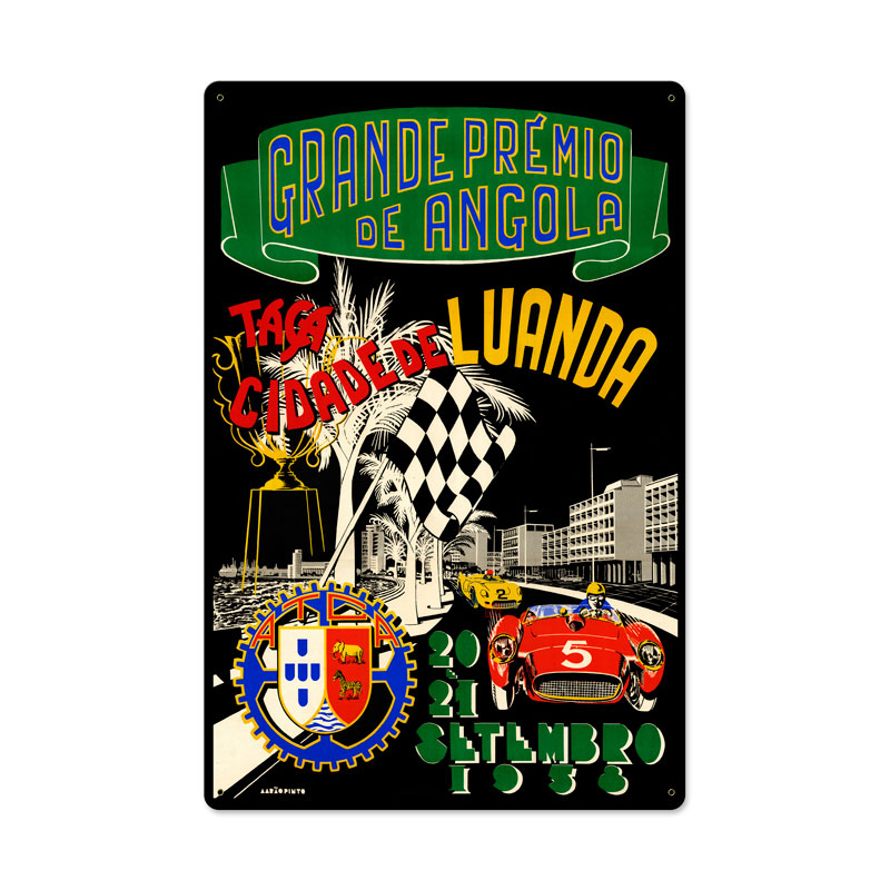 Angola Grand Prix, Automotive, Metal Sign, 24 X 16 Inches