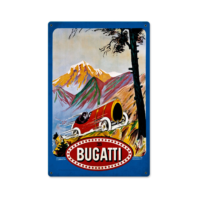 Bugatti Red, Automotive, Metal Sign, 12 X 18 Inches