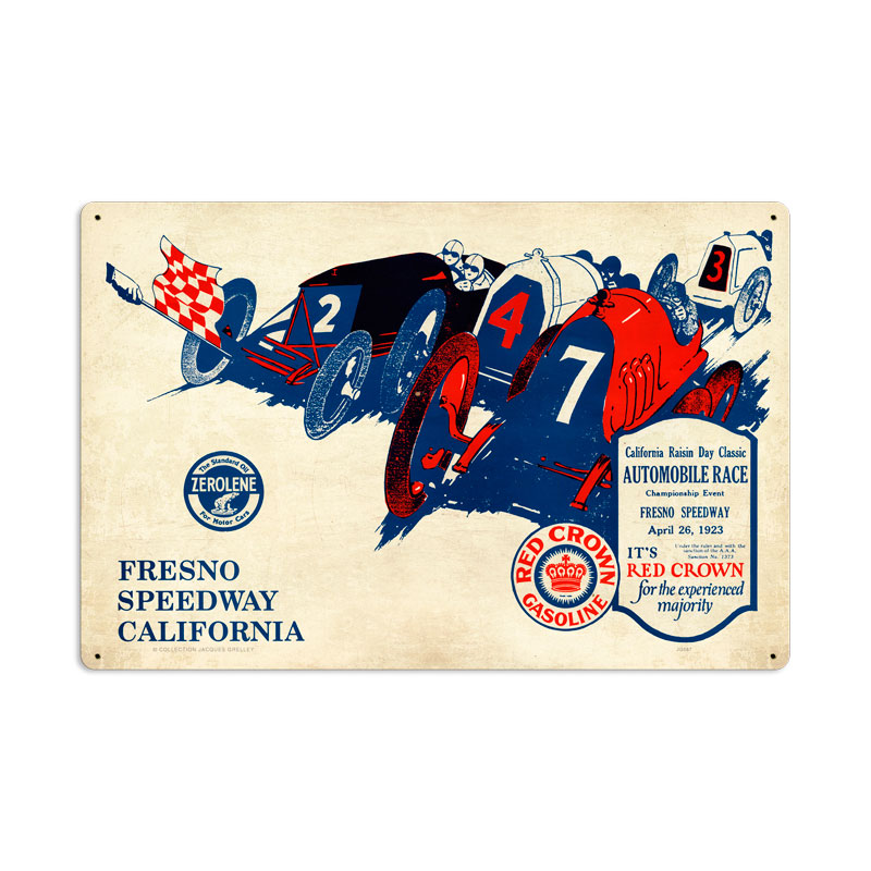 Fresno Speedway, Automotive, Metal Sign, 24 X 16 Inches