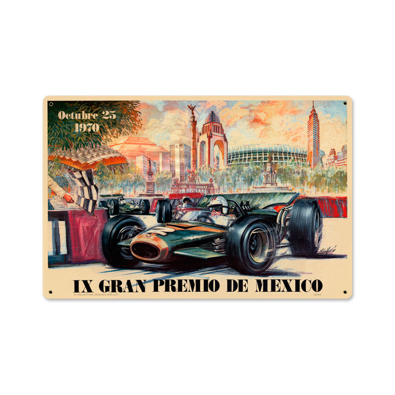 Mexico 1970 Grand Prix, Automotive, Metal Sign, 18 X 12 Inches