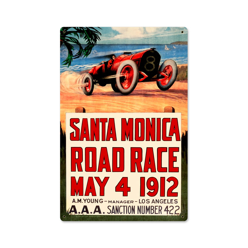 Santa Monica, Automotive, Metal Sign, 12 X 18 Inches