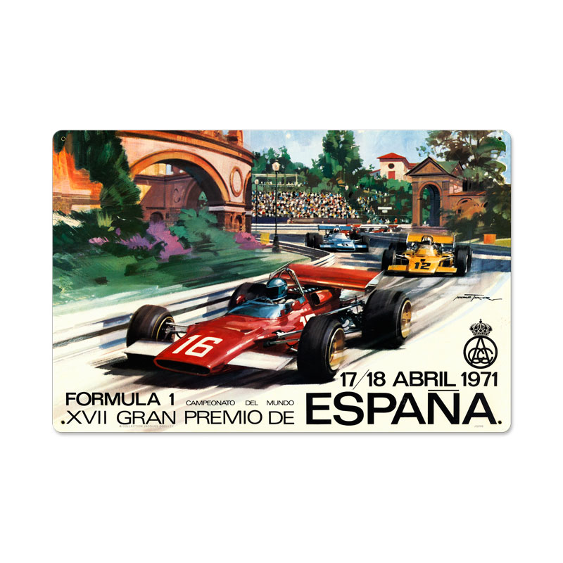 Spanish Formula One, Automotive, Metal Sign, 24 X 16 Inches