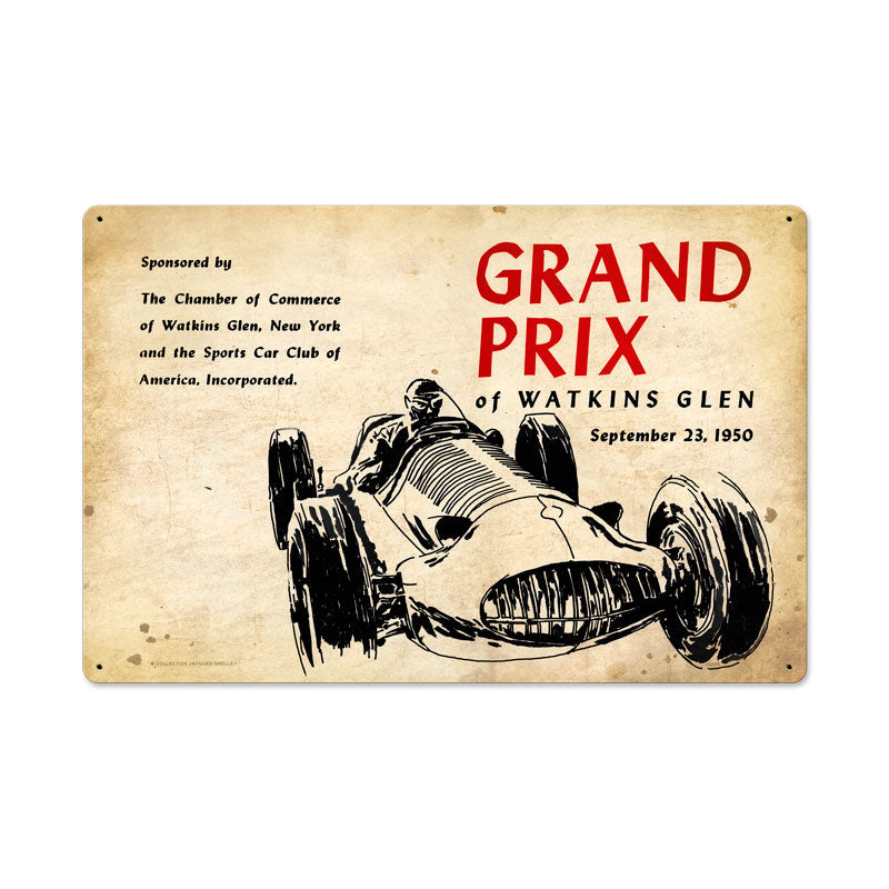 Watkins Glen Grand Prix, Automotive, Metal Sign, 24 X 16 Inches