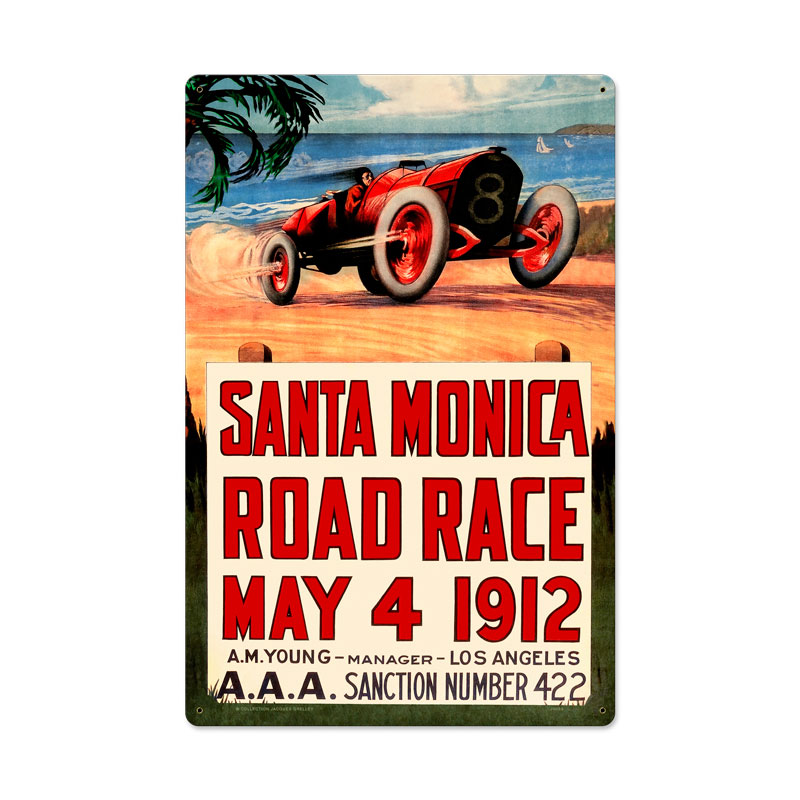 Santa Monica, Automotive, Metal Sign, 16 X 24 Inches