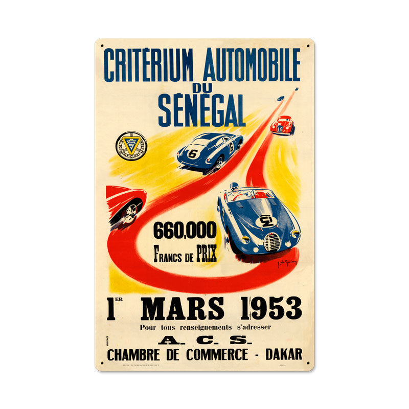 Senegal 1953, Automotive, Metal Sign, 16 X 24 Inches