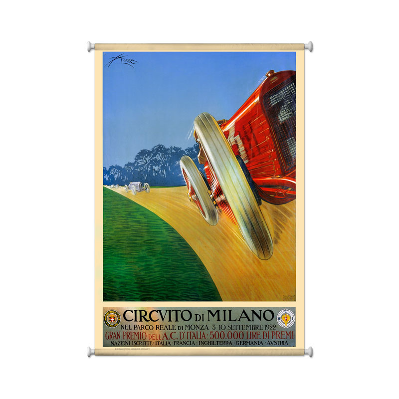 Milan Grand Prix, Automotive, Giclee Printed Canvas, 25 X 36 Inches