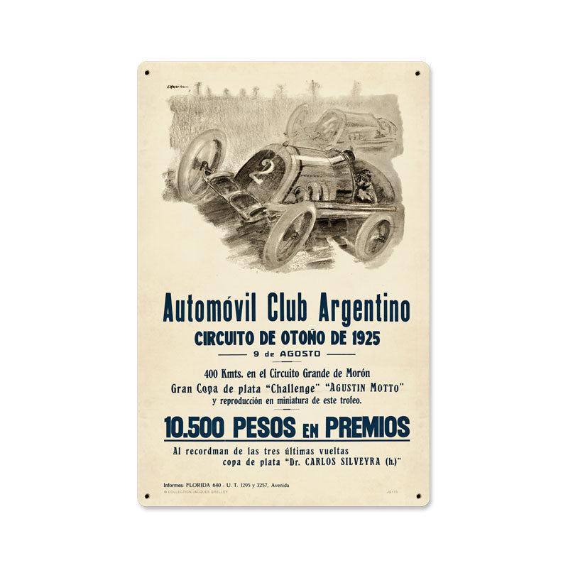 Argentina Grand Prix, Automotive, Metal Sign, 12 X 18 Inches