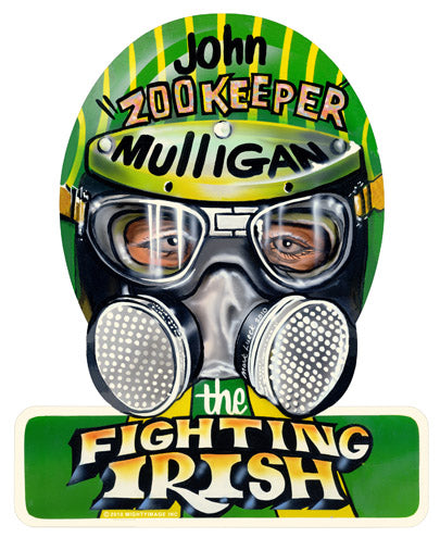 Fighting Irish, Automotive, Helmet Metal Sign, 12 X 15 Inches