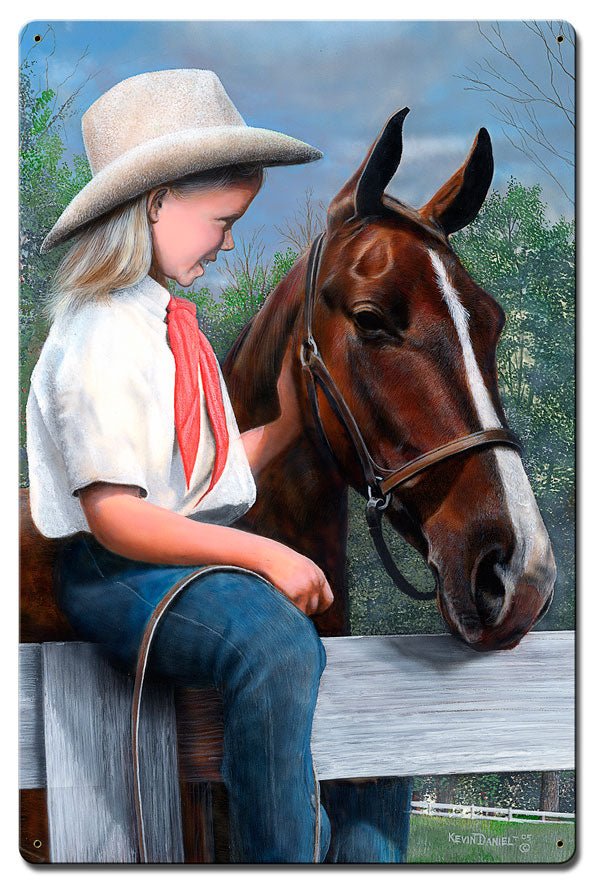 Girl With Her Horse, Featured Artists/Kevin Daniel Art, Satin, 16 X 24 Inches