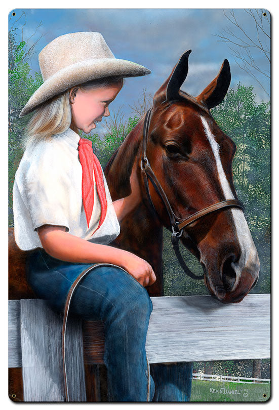 Girl With Her Horse, Featured Artists/Kevin Daniel Art, Satin, 24 X 36 Inches