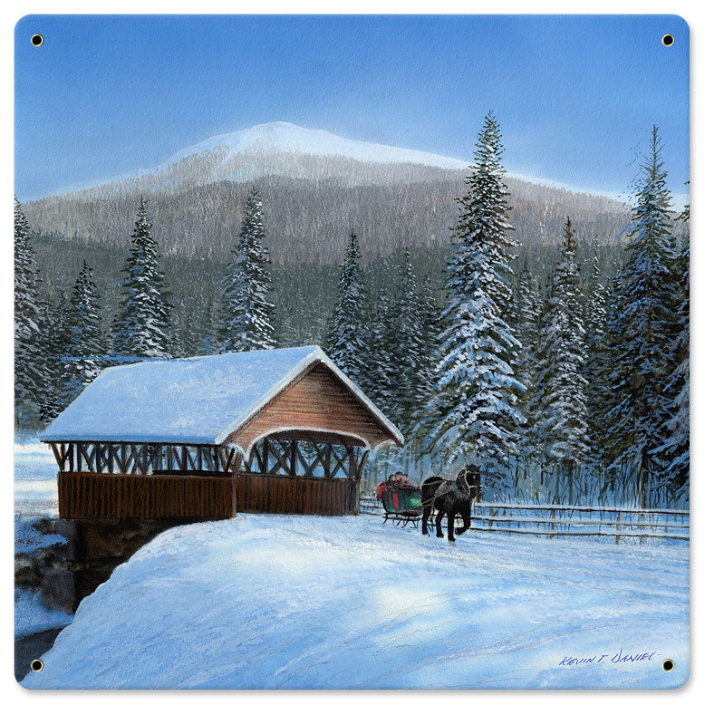 Sleigh Bridge, Featured Artists/Kevin Daniel Art, Satin, 18 X 18 Inches