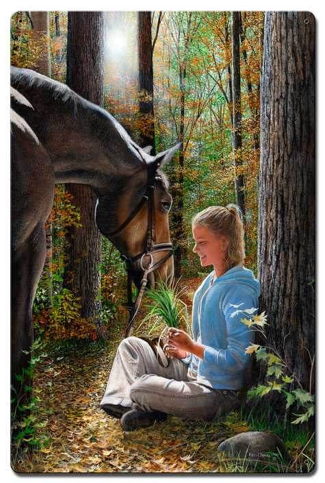 Time To Reflect With Horse, Featured Artists/Kevin Daniel Art, Satin, 16 X 24 Inches