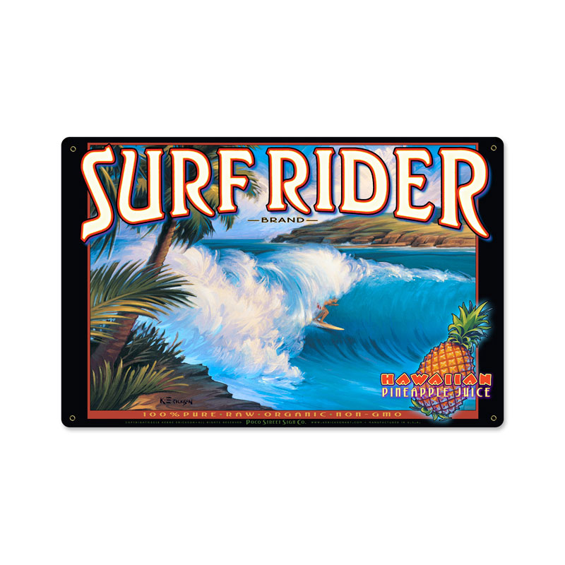 Surf Rider, Sports and Recreation, Metal Sign, 18 X 12 Inches