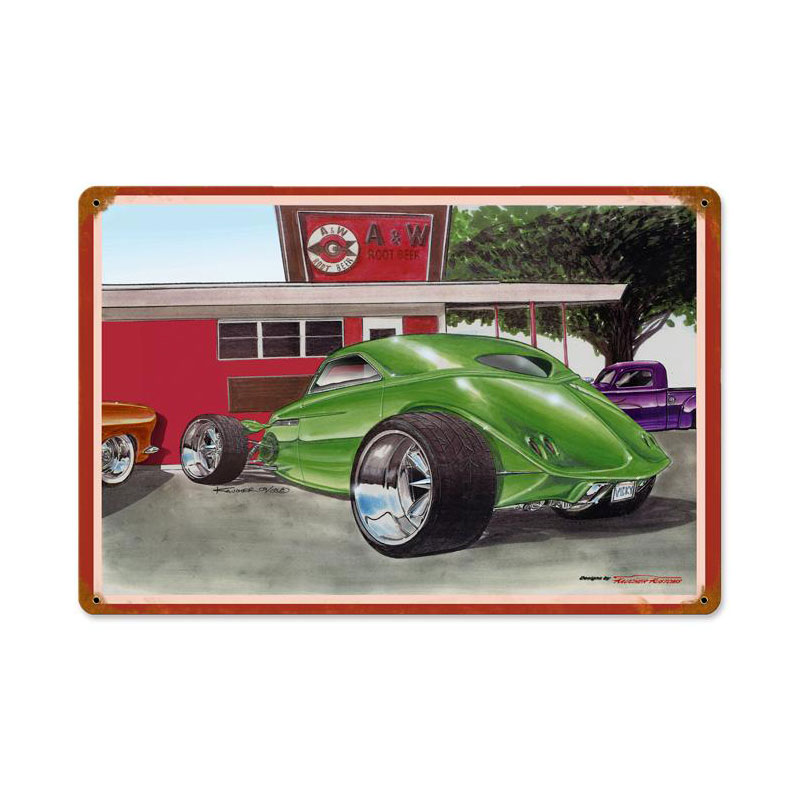 A W Custom Rod, Automotive, Vintage Metal Sign, 18 X 12 Inches