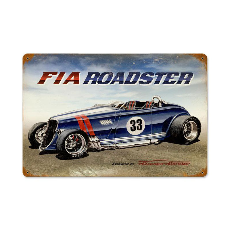 FIA Roadster, Automotive, Vintage Metal Sign, 18 X 12 Inches