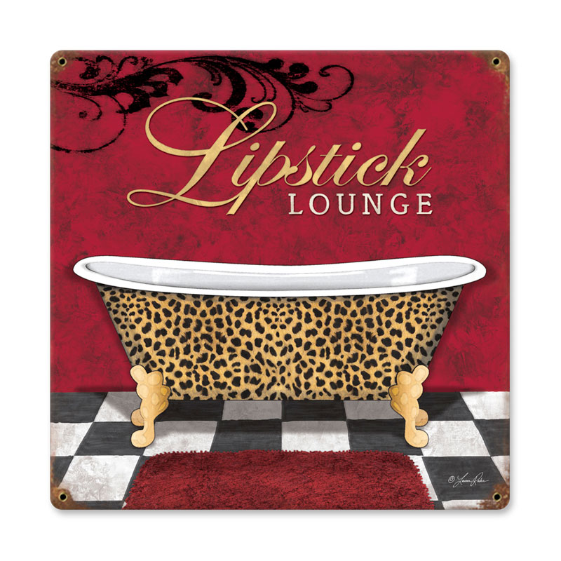 Lipstick Lounge, Home and Garden, Vintage Metal Sign, 18 X 18 Inches
