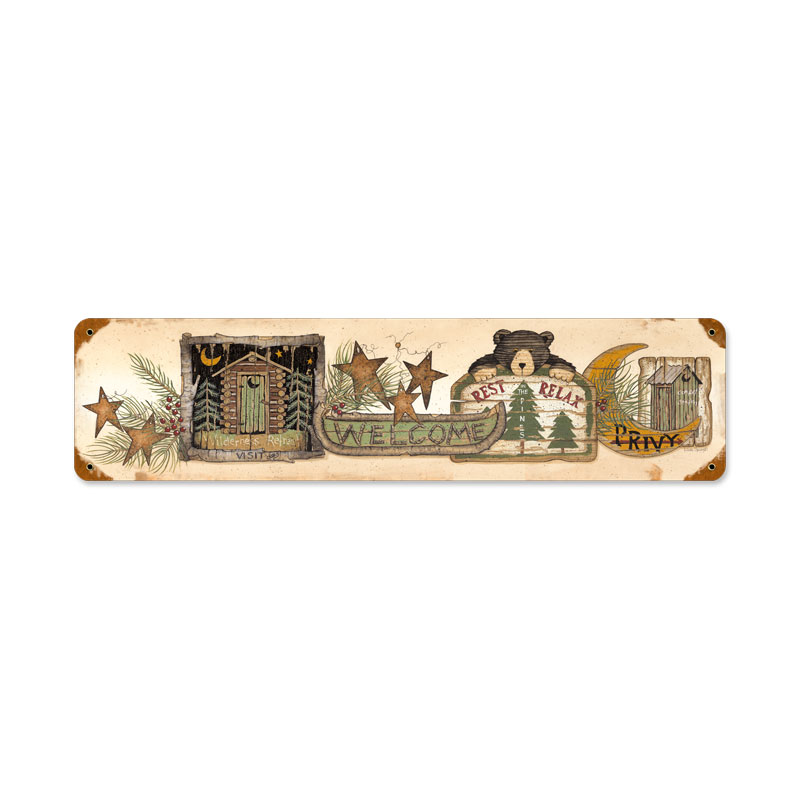 Rest Relax, Home and Garden, Vintage Metal Sign, 20 X 5 Inches