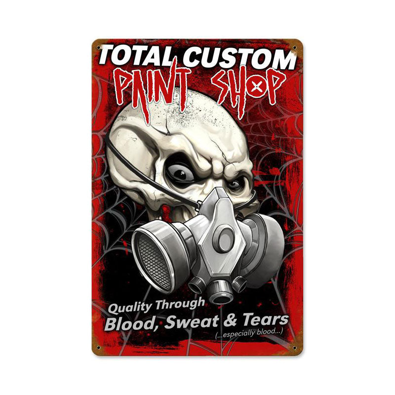 Total Custom Paint, Automotive, Vintage Metal Sign, 12 X 18 Inches