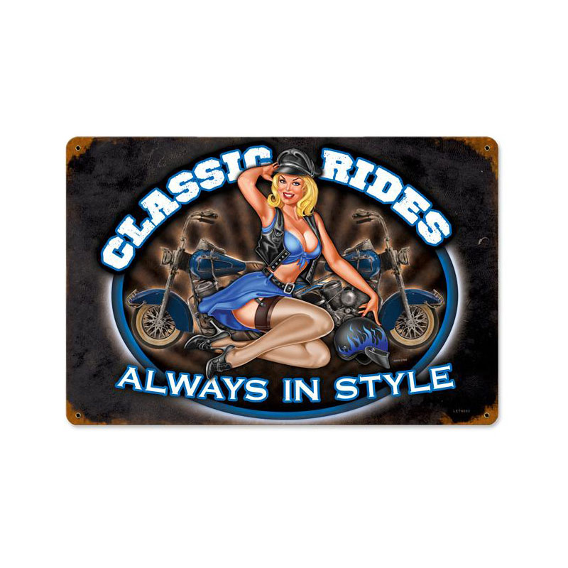 Classic Rides, Motorcycle, Vintage Metal Sign, 18 X 12 Inches