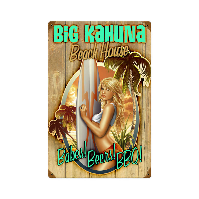 Babes Beer BBQ, Sports and Recreation, Vintage Metal Sign, 12 X 18 Inches