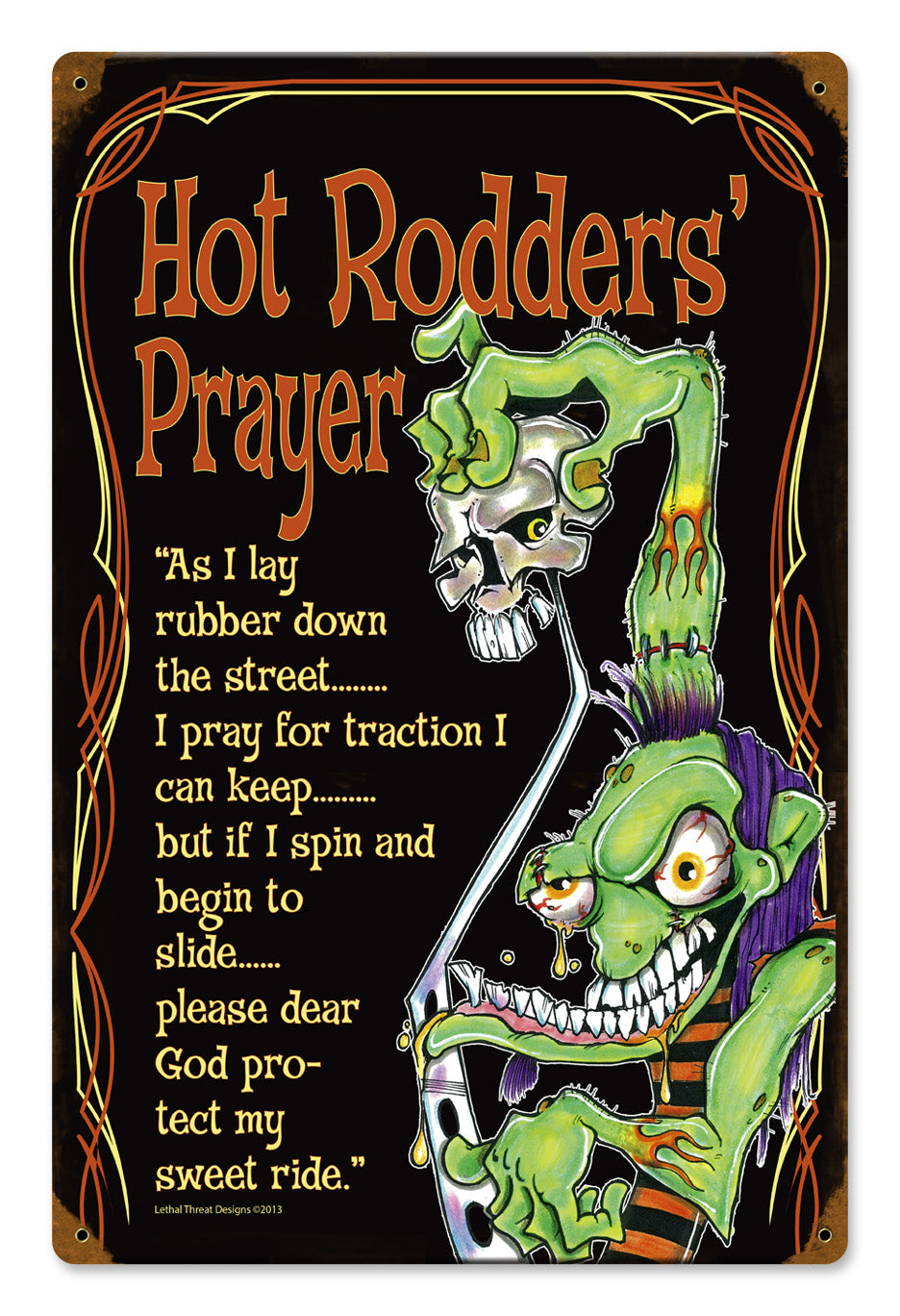 Hot Rod Prayer, , Vintage Metal Sign, 12 X 18 Inches