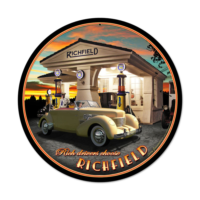 Richfield, Automotive, Round Metal Sign, 14 X 14 Inches