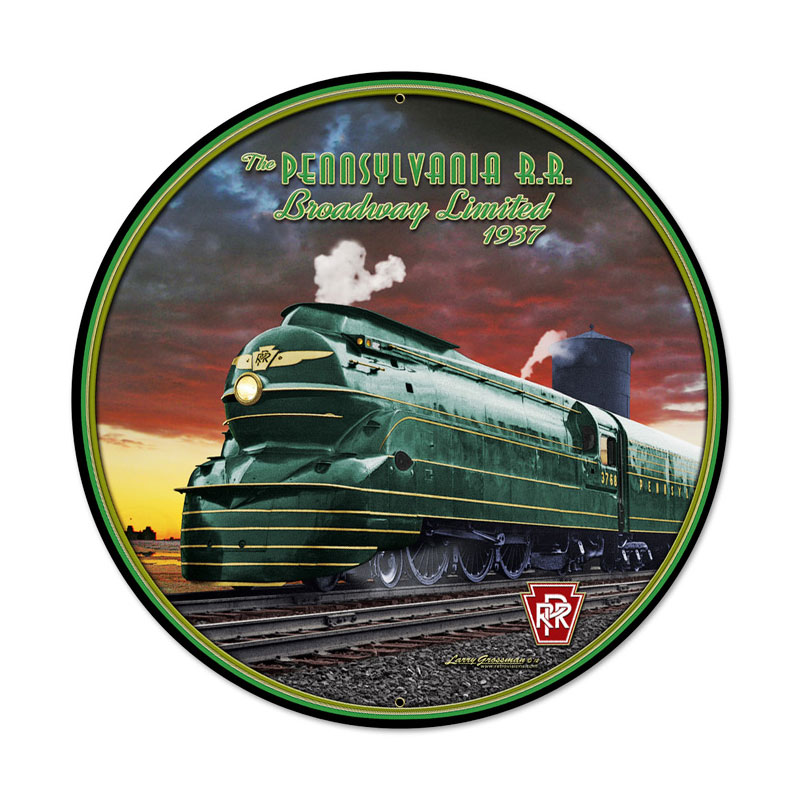 Pennsylvania Rail Road, Train and Rail, Round Metal Sign, 28 X 28 Inches