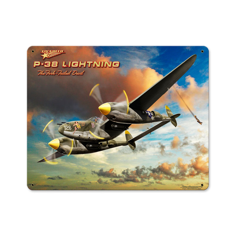 Lightning, Aviation, Metal Sign, 15 X 12 Inches