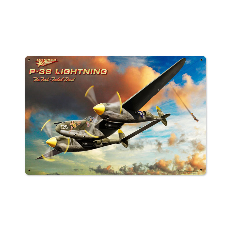 Lightning, Aviation, Metal Sign, 18 X 12 Inches
