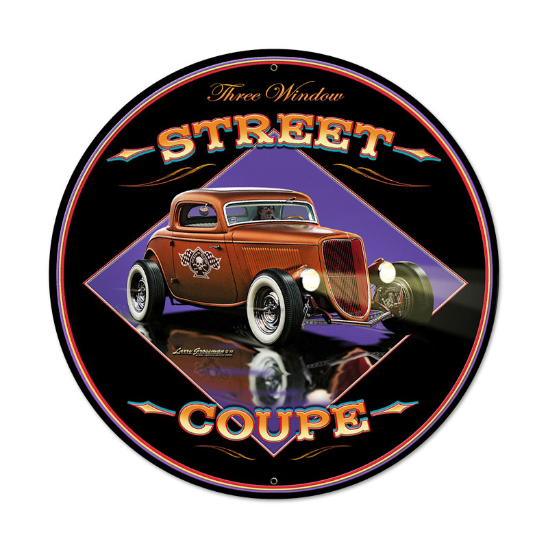 Street Coupe, Automotive, Round Metal Sign, 28 X 28 Inches