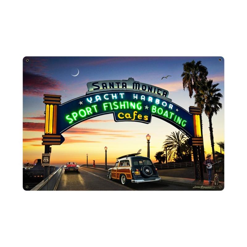 Santa Monica Pier XL, Automotive, Metal Sign, 24 X 36 Inches