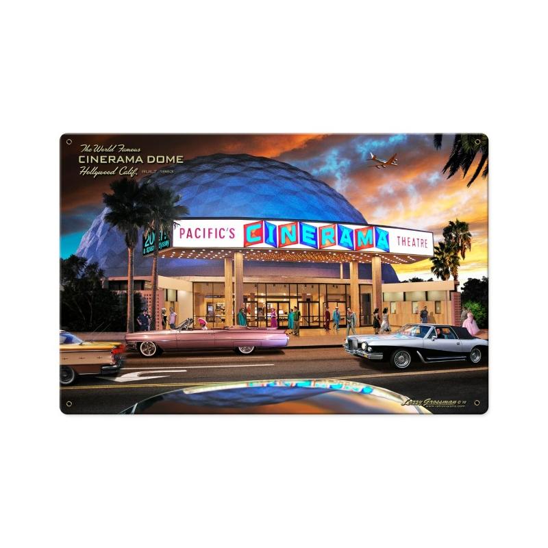 Cinerama Dome, Automotive, Metal Sign, 18 X 12 Inches