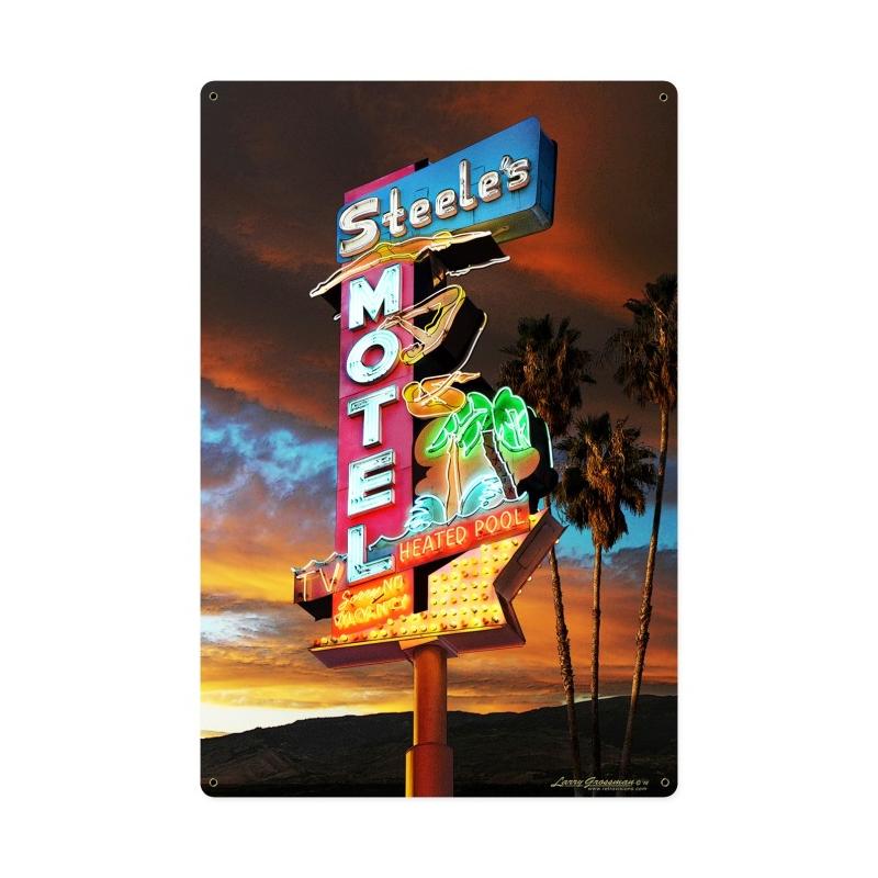 Steel's Motel Sign, Metal Sign, Metal Sign, 24 X 36 Inches