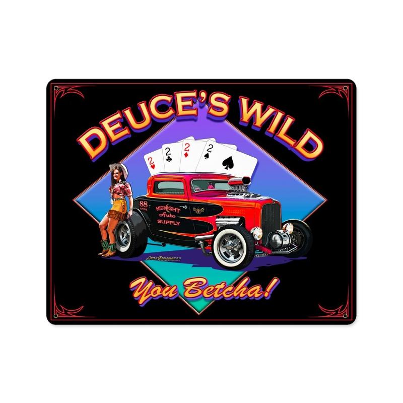 Deuce's Wild, Automotive, Vintage Metal Sign, 15 X 12 Inches