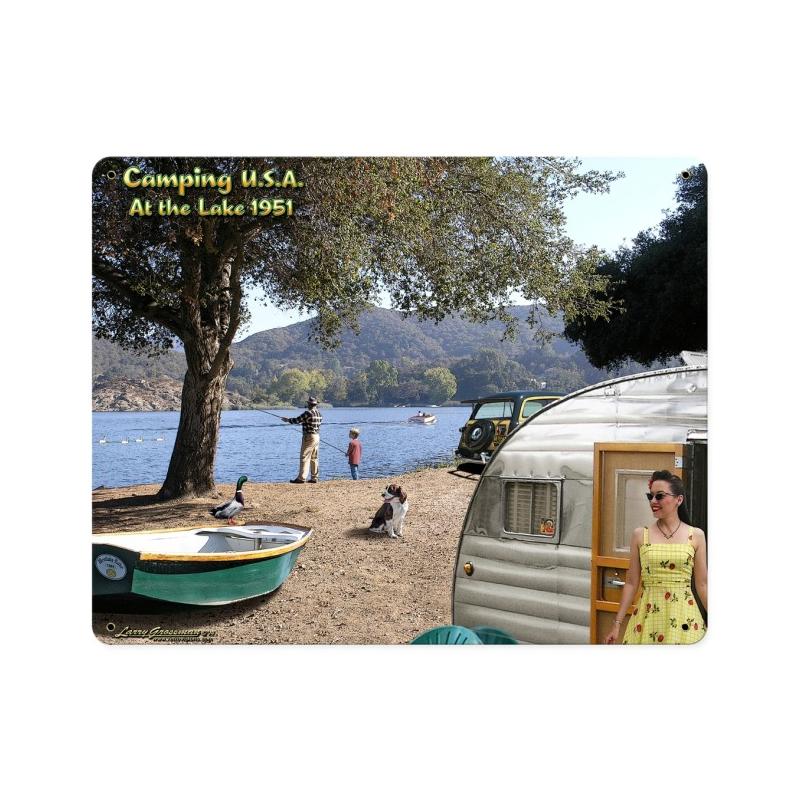 Camping USA 1951, Automotive, Metal Sign, 15 X 12 Inches