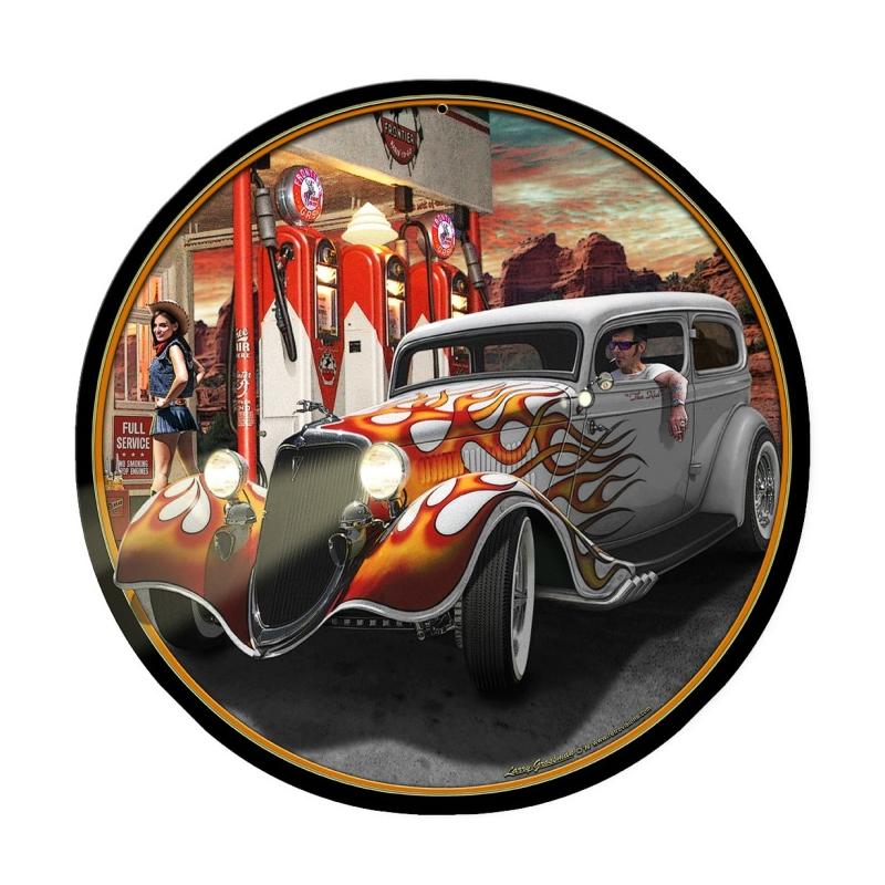 Canyon Gas, Automotive, Round Metal Sign, 14 X 14 Inches